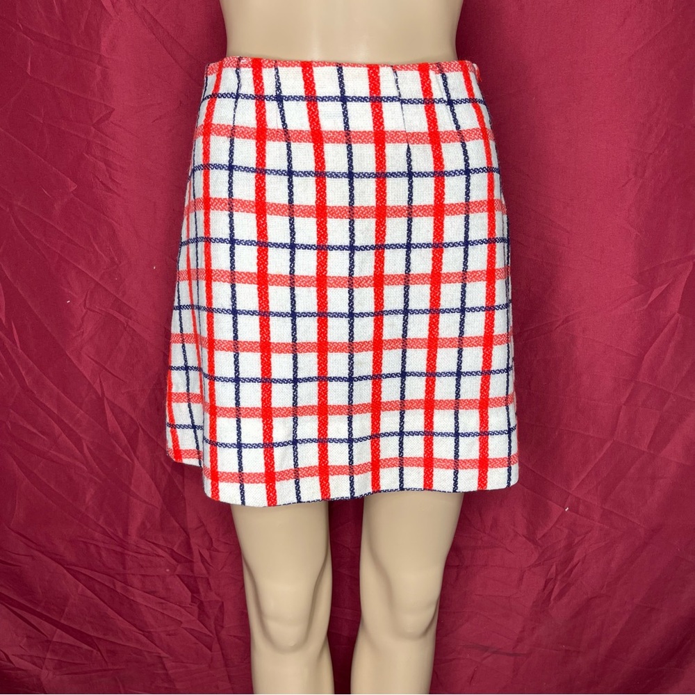 Vintage 1960’s Handmade Woolen Plaid Mini Skirt Medium